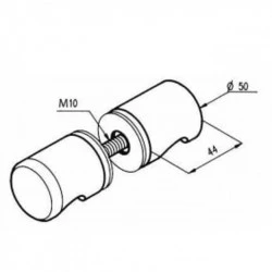 Double bouton de porte rond plat de diamètre 50 finition chromé brillant 