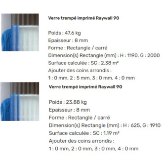 Devis verre trempé Raywall 90 de 8mm
