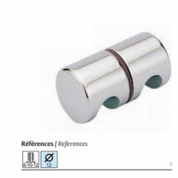 Double bouton de porte rond plat de diamètre 50 finition chromé brillant 