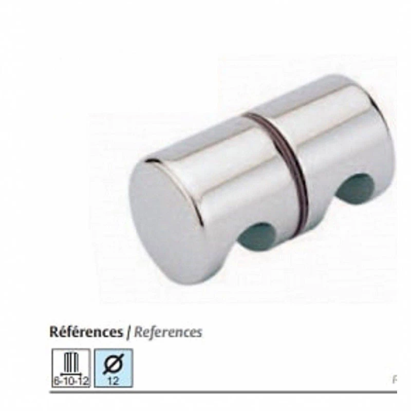 Double bouton de porte rond plat de diamètre 50 finition chromé brillant