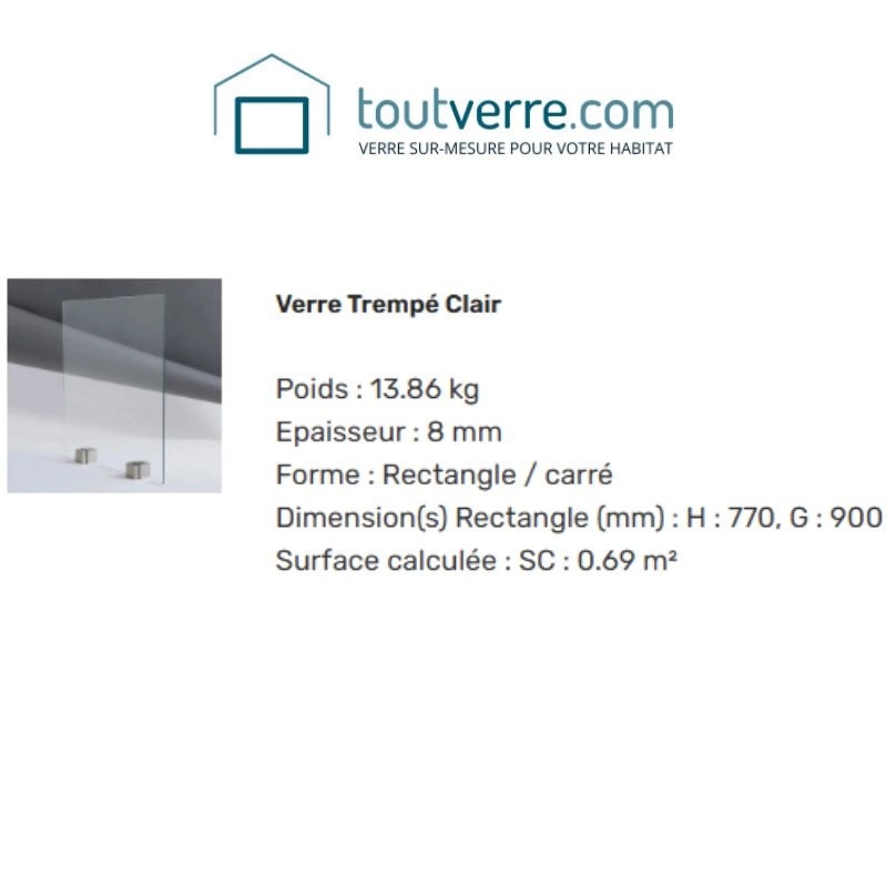 Devis verre trempé clair 8mm d'épaisseur