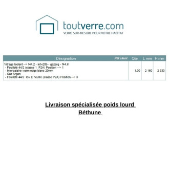 Devis sur mesure double vitrage spécifique