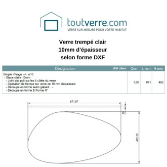 Devis sur mesure verre trempé clair 10mm gabarit