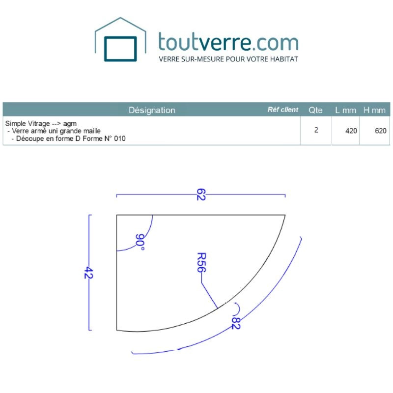 Devis sur mesure verre armé grande maille