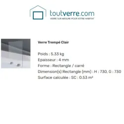 Supplément verre trempé clair 4mm et livraison domicile 