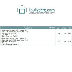 Devis sur mesure 4 doubles vitrages contrôle solaire 