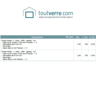 Devis sur mesure 4 doubles vitrages contrôle solaire