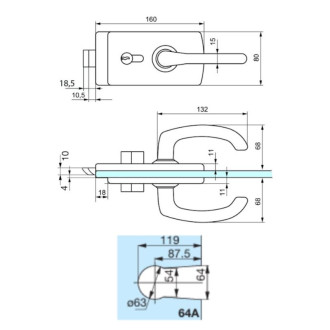 Kit complet serrure + paumelles avec accessoires et barillet chromé brillant pour porte en verre Clarit®