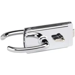 Kit complet serrure + paumelles avec accessoires et barillet chromé brillant pour porte en verre Clarit® 