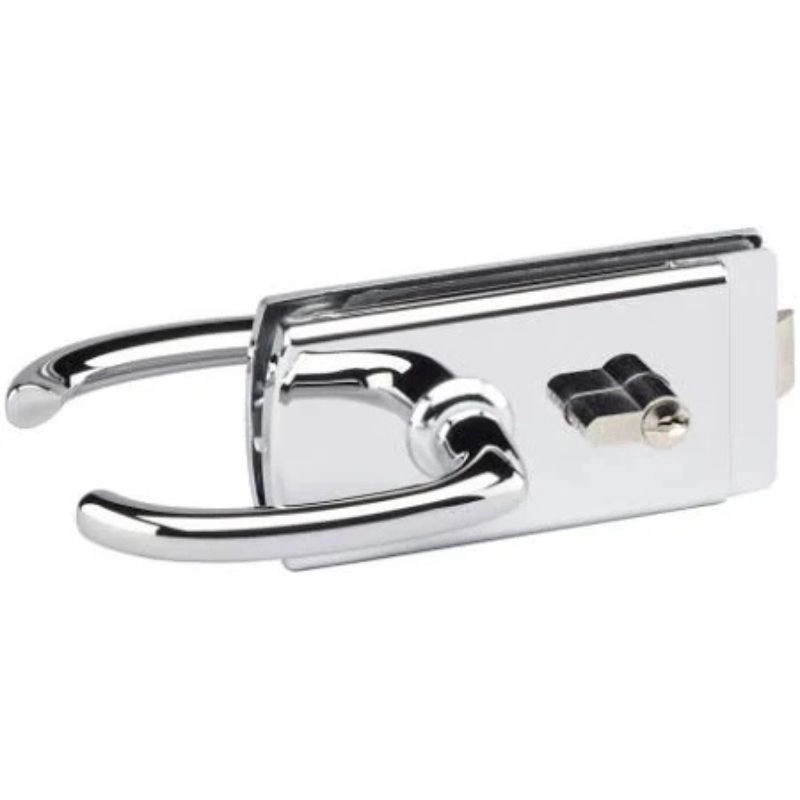 Kit complet serrure + paumelles avec accessoires et barillet chromé brillant pour porte en verre Clarit®