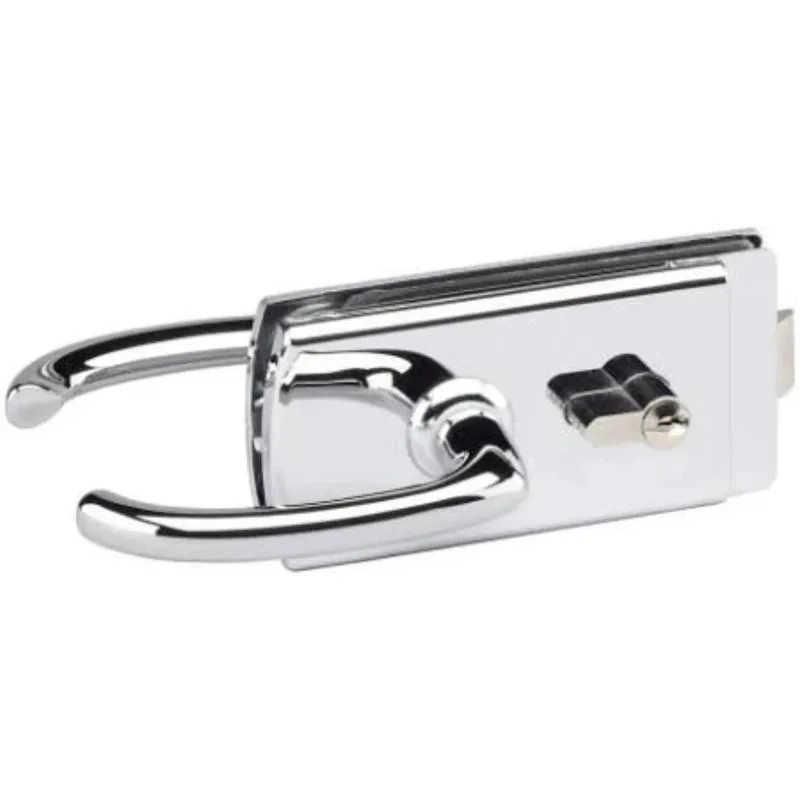 Kit complet serrure + paumelles avec accessoires et barillet chromé brillant pour porte en verre Clarit®