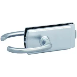 Kit complet serrure + paumelles avec accessoires sans barillet chromé brillant pour porte en verre Clarit® 