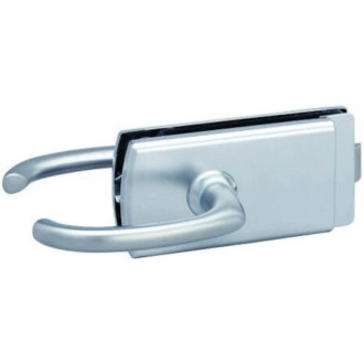 Kit complet serrure + paumelles avec accessoires sans barillet chromé brillant pour porte en verre Clarit®