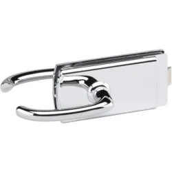 Kit complet serrure + paumelles avec accessoires sans barillet chromé brillant pour porte en verre Clarit® 