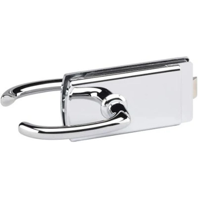 Kit complet serrure + paumelles avec accessoires sans barillet chromé brillant pour porte en verre Clarit®