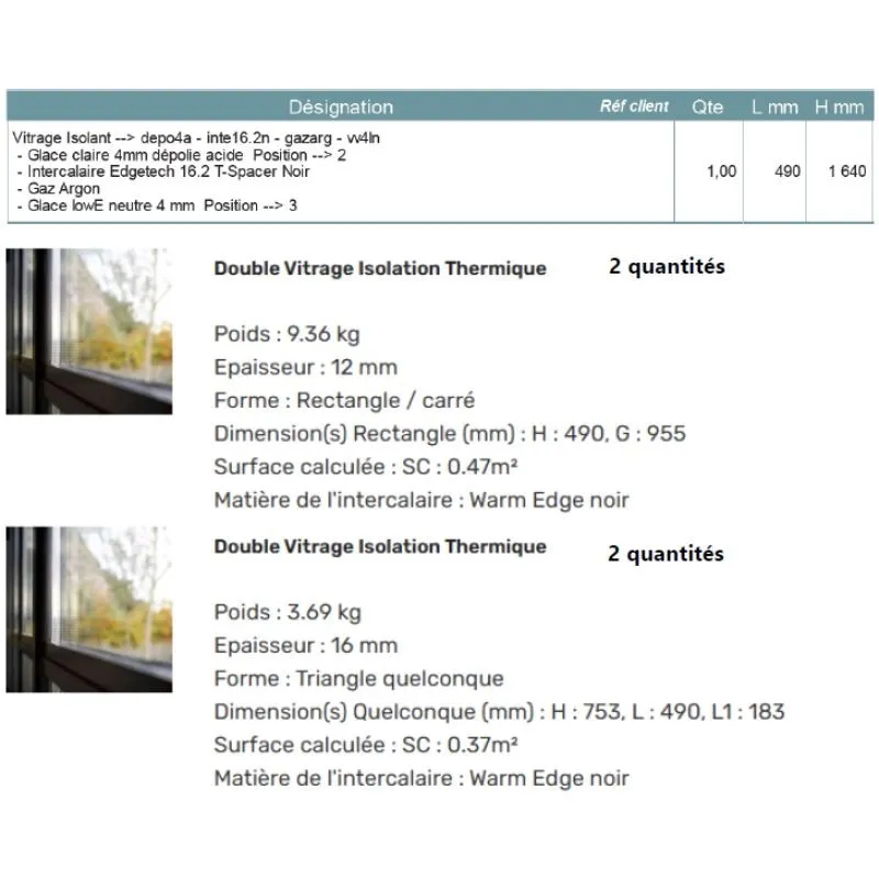 Devis sur mesure doubles vitrages sur mesure