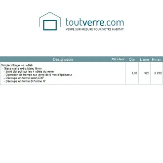 Devis sur mesure verre...