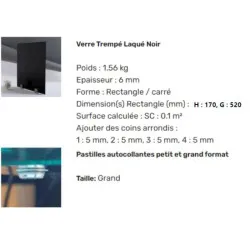 Devis sur mesure verre trempé laqué noir 6mm 