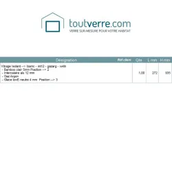 Devis sur mesure double vitrage face imprimée bamboo clair 