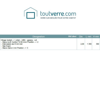 Devis sur mesure double vitrage intercalaire noir alu 6mm