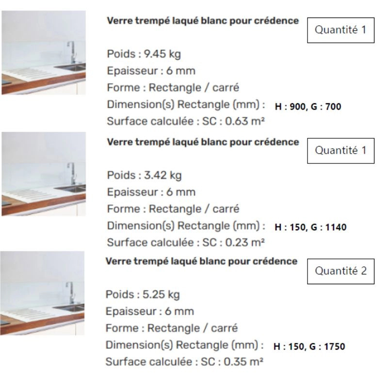 Devis sur mesure verre trempé laqué blanc