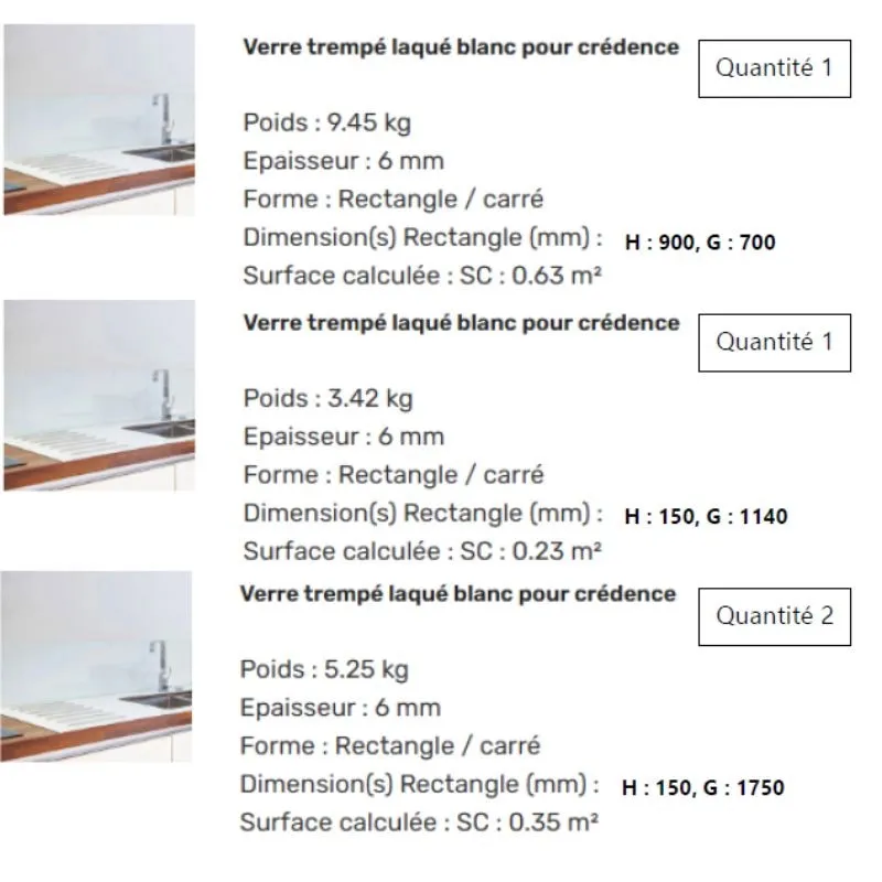 Devis sur mesure verre trempé laqué blanc