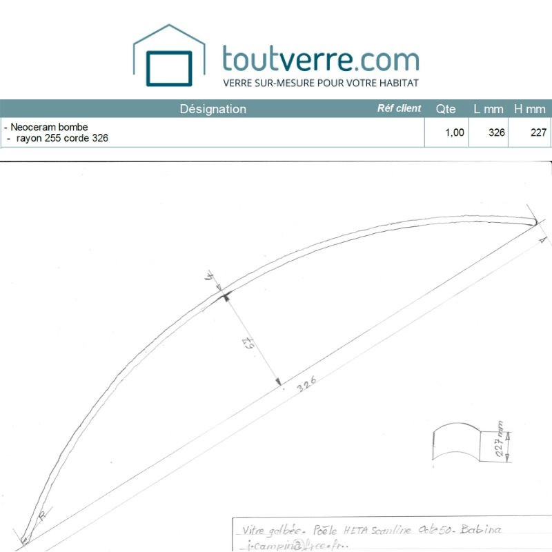 Devis sur mesure verre néocéram bombé