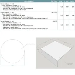 Devis sur mesure verre trempé clair 6mm rond et cloche 