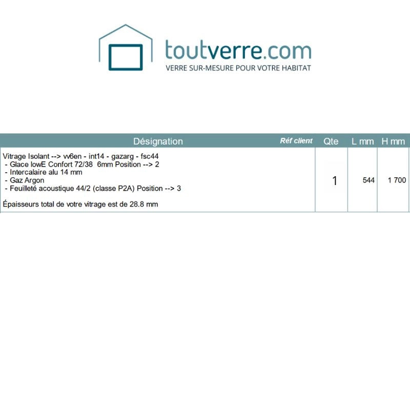 Devis sur mesure double vitrage vven et fsc44