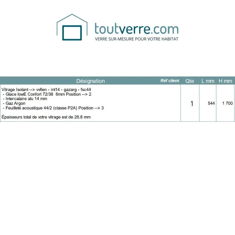 Devis sur mesure double vitrage vven et fsc44