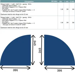 Devis sur mesure double vitrage forme quart de cercle 