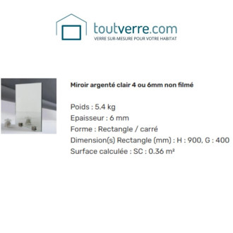 Supplément miroir clair 6mm d'épaisseur