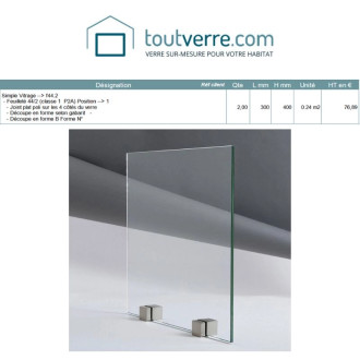 Devis sur mesure verre feuilleté clair 44.2 selon gabarit