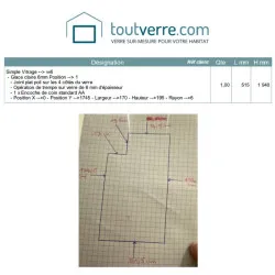 Devis sur mesure verre trempé clair 6mm avec encoche 