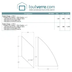 Devis sur mesure verre feuilleté 44.2 jpp selon forme dxf 