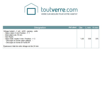 Devis sur mesure double vitrage sur gabarit