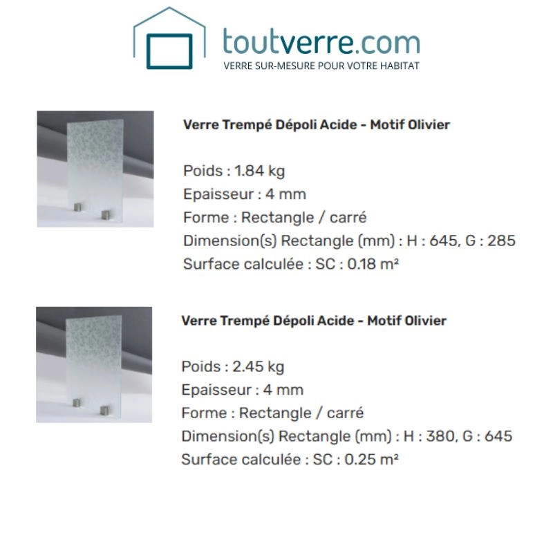 Supplément trempe et livraison