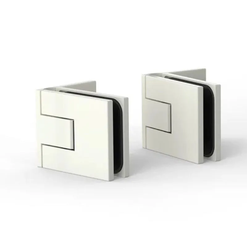 Paire de charnières de porte de douche blanc mat