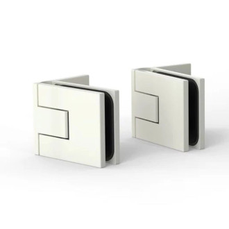 Paire de charnières de porte de douche blanc mat