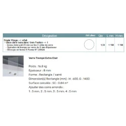 Devis verres trempés extra clair 6 et 8mm 