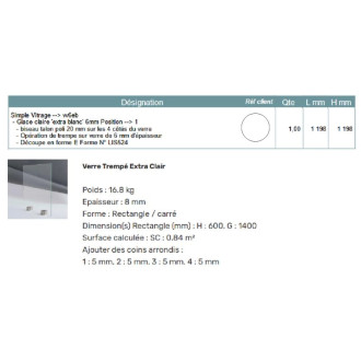 Devis verres trempés extra clair 6 et 8mm