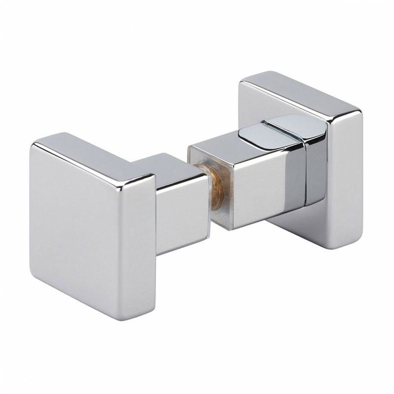 Double bouton de porte carré 30mm x 30mm finition chromé brillant