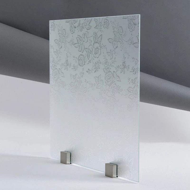 Verre Dépoli Acide - Motif Rosa