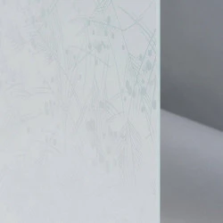 Verre Dépoli Acide - Motif Mimosa 