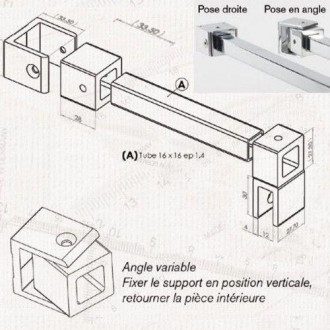 Barre orientable de stabilisation de paroi de douche