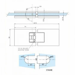 Charnière réglable pour paroi de douche verre à verre 