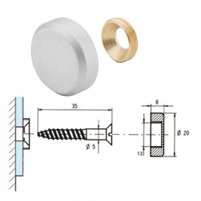 Ensemble vis et cache vis cylindrique Rosace pour fixation de crédence