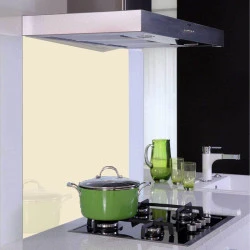 Verre trempé laqué Oyster white pour fond de hotte 