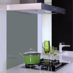 Verre Trempé laqué gris pour fond de hotte 