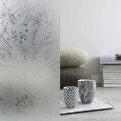 Verre Trempé Dépoli Acide - Motif Mimosa 